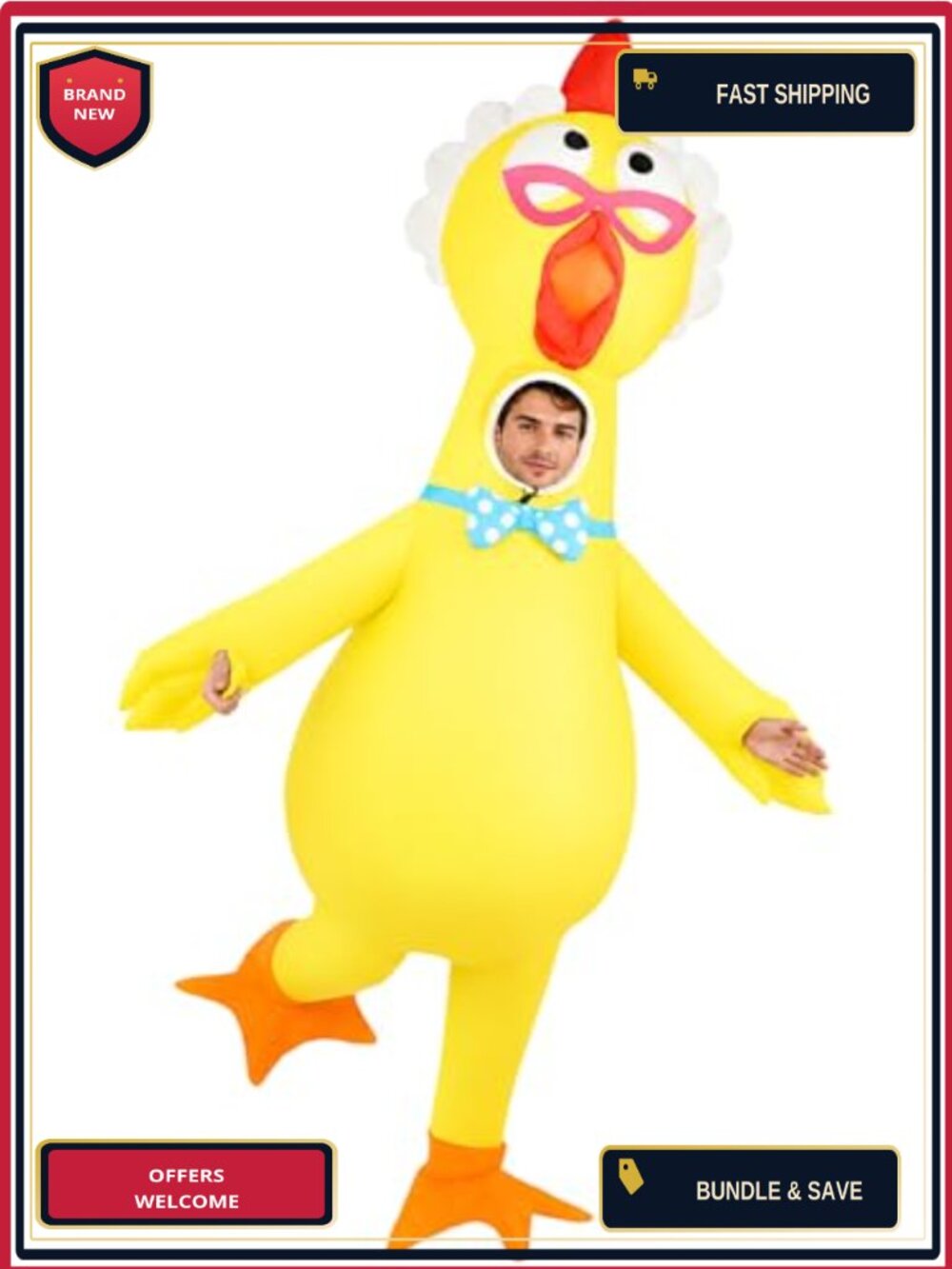 Inflatable Chicken Costume Adult Blow Up 210T Polyester Halloween Cosplay Outfit